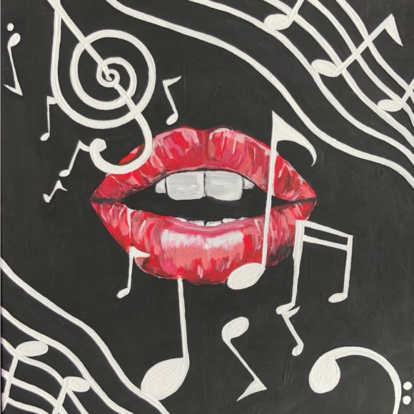 Medium size, music and singing, acrylic, bold and bright, original, art painting - Picture 2 of 5